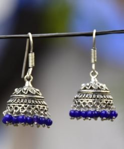 Oxidised Blue Bead Hanging Jumkha