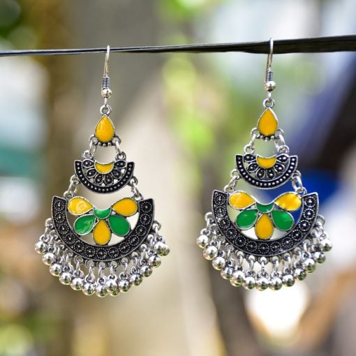 Oxidised Multicolored Afghani Boho Earrings