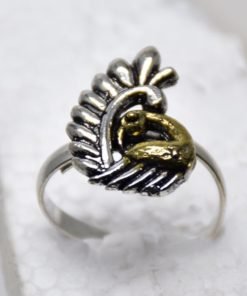 Oxidised Peacock Finger Ring