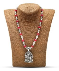 Oxidized Ganesha bead necklace