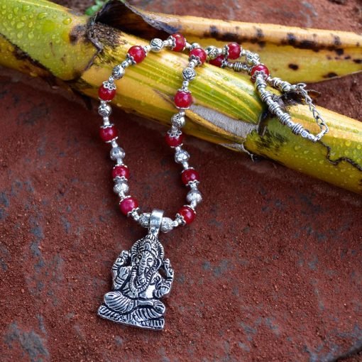 Oxidized Ganesha bead necklace