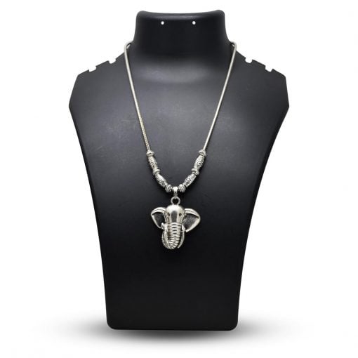 Oxidized Elephant Pendant Necklace