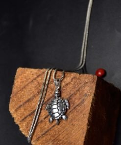 Oxidized Turtle Pendant in Snake Chain