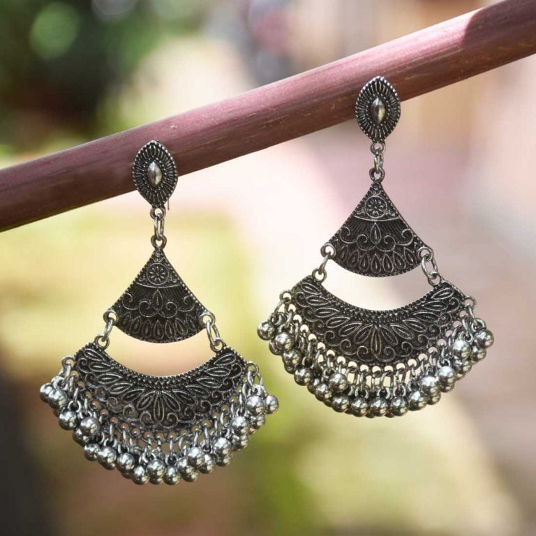 Oxidised Silver Plated Afghani Earrings Buy Online | Style Club