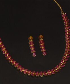 ruby necklace Leaf Design Ruby Necklace Set For Women Online | styleclubonline.com