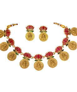 Ename Lotus Lakshmi Kasu Necklace