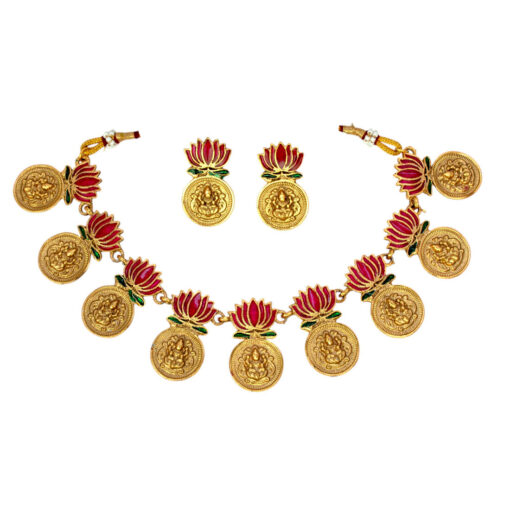 Ename Lotus Lakshmi Kasu Necklace