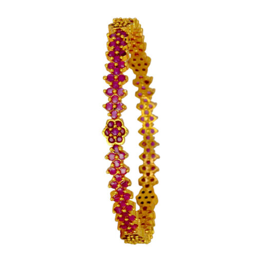 Style Club Gold Plated Floral Semi-precious Stone Bangle - Image 7