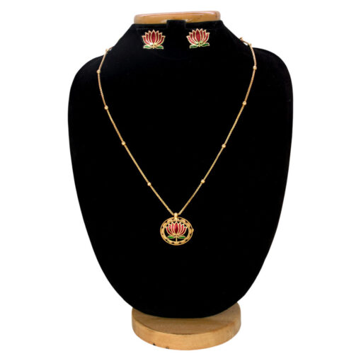 Lotus Pendant Necklace Set