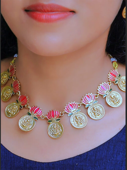 Enamel Kasu_Lotus_necklace