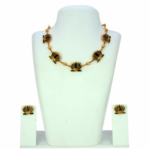Style Club Trendy Matte Finish Lotus Necklace Set - Image 3