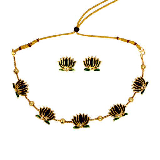 Style Club Trendy Matte Finish Lotus Necklace Set - Image 4